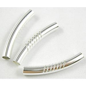 Silver Plated Light Curving Bracelet, necklace spacer Tube