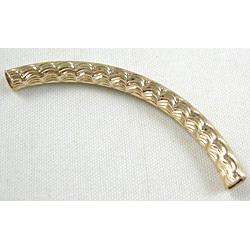 14K Gold Plated Light Curving Bracelet, necklace spacer Tube, Nickel Free