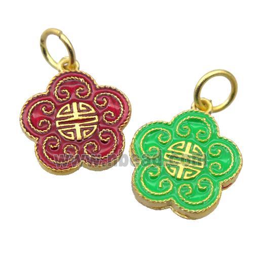 alloy pendant with enamel, gold plated