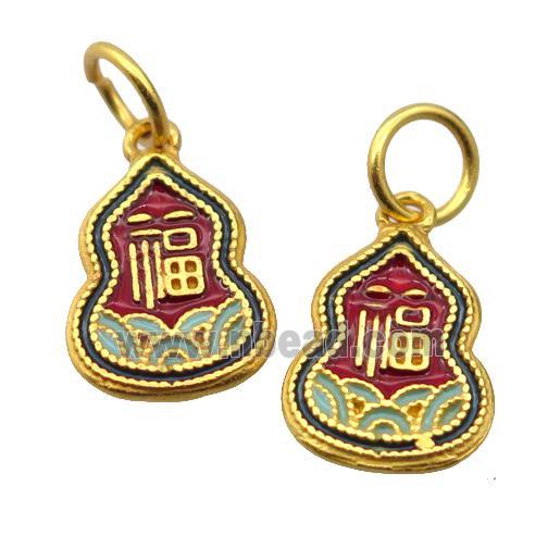 alloy pendant with enamel, gourd, gold plated