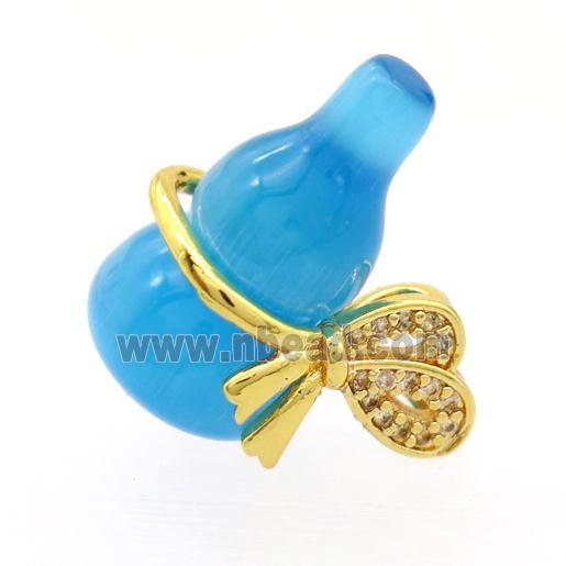 blue cat eye stone gourd pendant