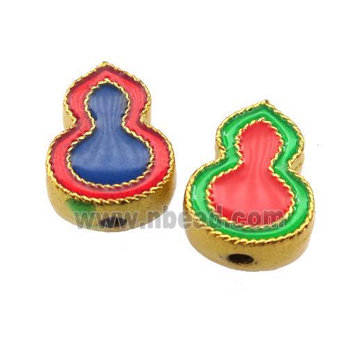 enamel alloy beads, gourd, gold plated