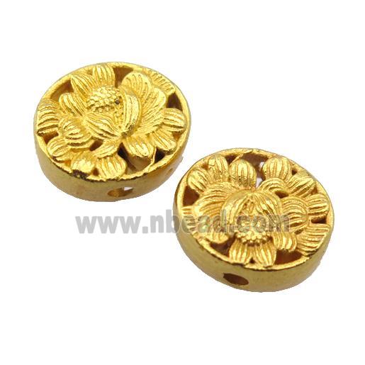 alloy beads, circle, flower, duck gold