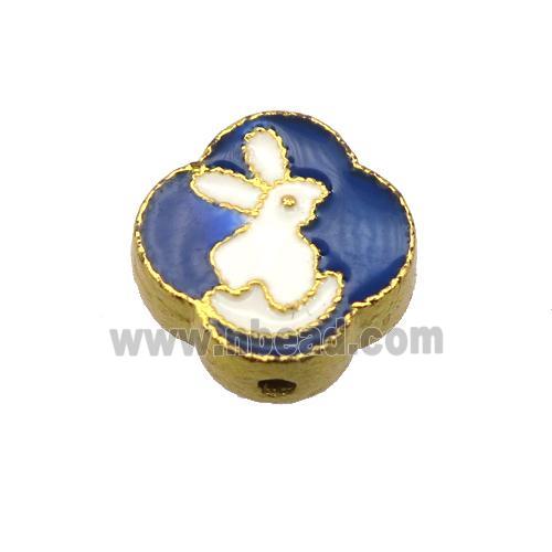 enamel alloy beads, Chinese Zodiac Hare, gold plated