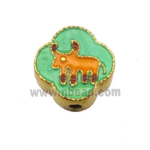 enamel alloy beads, Chinese Zodiac Sheep, gold plated
