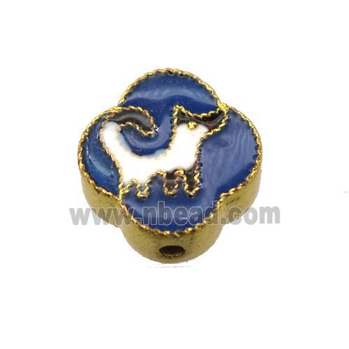 enamel alloy beads, Chinese Zodiac Dog, gold plated