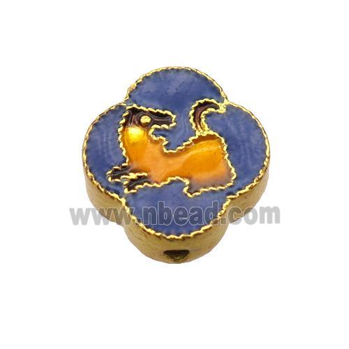 enamel alloy beads, Chinese Zodiac, gold plated