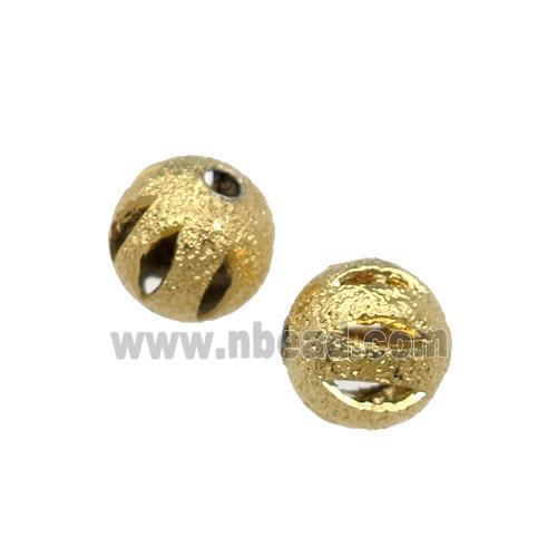 copper round Corrugated Beads, gold plated