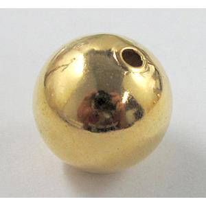 Round Copper Beads, Gold Plated