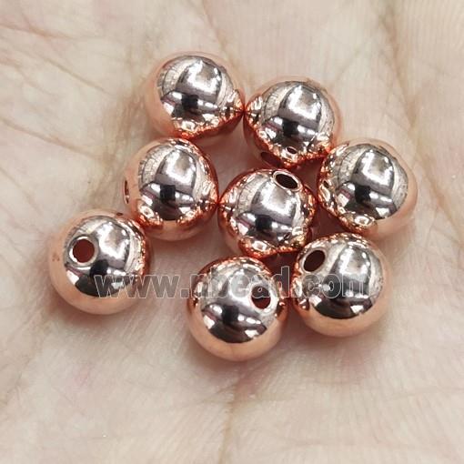 Copper Beads Smooth Round Rose Gold