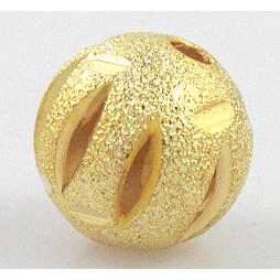 stardust beads, copper, gold plated, round, matte