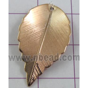 leaf Pendants, copper, gold plated, nickel free