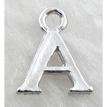 Alphabet pendants, A-letter, alloy, platimun plated