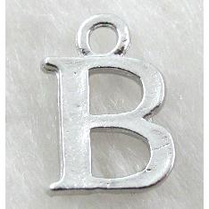 Alphabet pendants, B-letter, alloy, platimun plated