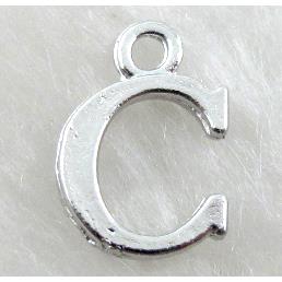 Alphabet pendants, C-letter, alloy, platimun plated
