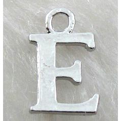 Alphabet pendants, E-letter, alloy, platimun plated