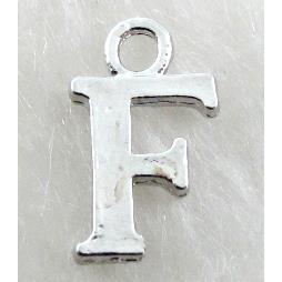 Alphabet pendants, F-letter, alloy, platimun plated