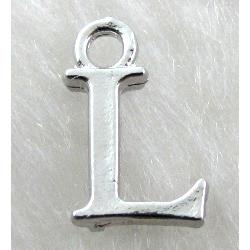 Alphabet pendants, L-letter, alloy, platimun plated