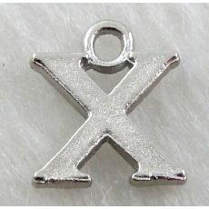 Alphabet pendants, X-letter, alloy, platimun plated