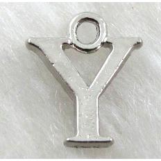 Alphabet pendants, Y-letter, alloy, platimun plated