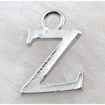 Alphabet pendants, Z-letter, alloy, platimun plated