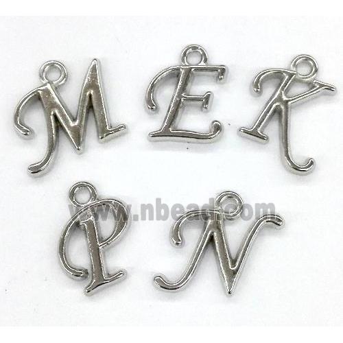 alphabet pendant, mixed letter, platinum plated