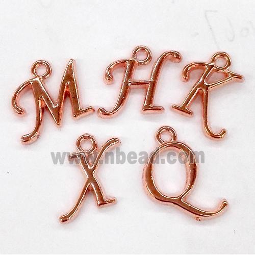 alphabet pendant, mixed letter, rose copper