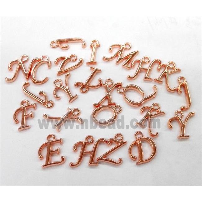 alphabet pendant, mixed letter, rose copper