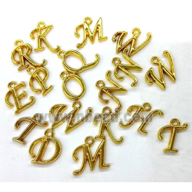 alphabet pendant, mixed letter, gold plated