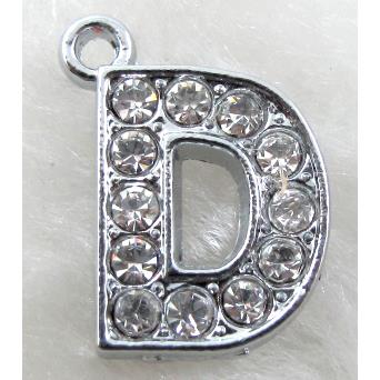 Alphabet pendants, D-letter, rhinestone