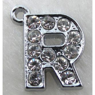 Alphabet pendants, R-letter, rhinestone