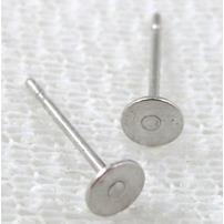 Platinum Plated Copper Flat Pad Posts Earring, Nickel Free