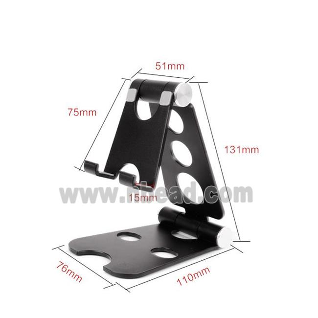 Adjustable Cell Phone Stand, Aluminum, Portable Desktop Phone Holder Dock, black plated