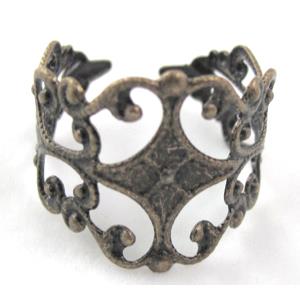 Baroque style copper Ring, adjustable, antique bronze
