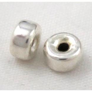 copper spacer bead, rondelle, silver plated