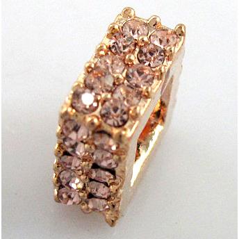 alloy bead with rhinestone. red copper