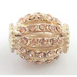 Alloy bead with rhinestone, champagne