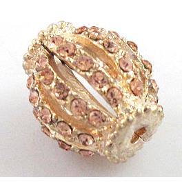 Alloy bead with rhinestone, champagne