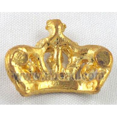 Crown charm with rhinestone, alloy, gold plated