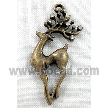 alloy pendant with rhinestone, Wapiti, bronze