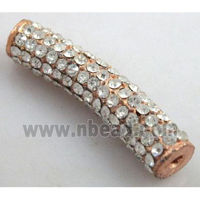 bracelet bar, alloy spacer tube with rhinestone