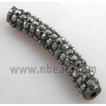 bracelet bar alloy spacer tube with rhinestone