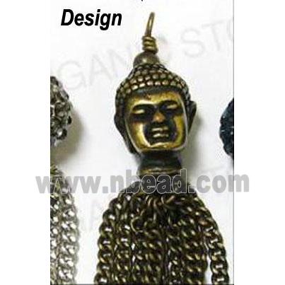 alloy spacer bead, buddha, anti-bronze
