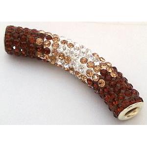 bracelet spacer, copper, fimo tube with rhinestone