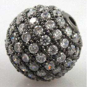 round copper beads with zircon, black