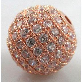 round copper beads with zircon, rose gold