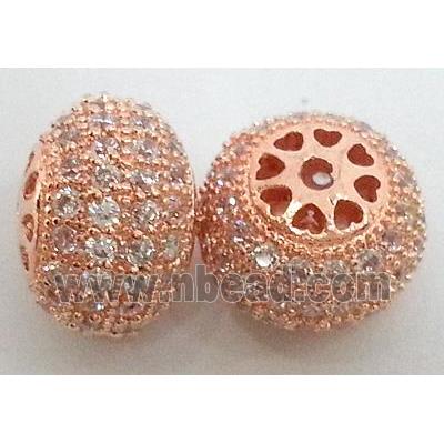 copper bead with zircon, wheel, red copper