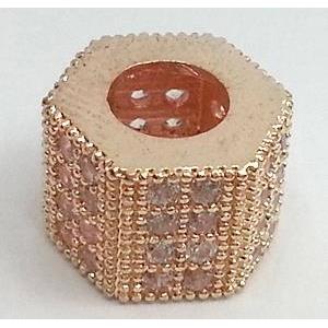 copper bead with zircon, light-gold