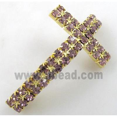 Bracelet bar, cross, copper tube with rhinestone