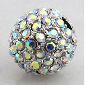 alloy bead with rhinestone, round